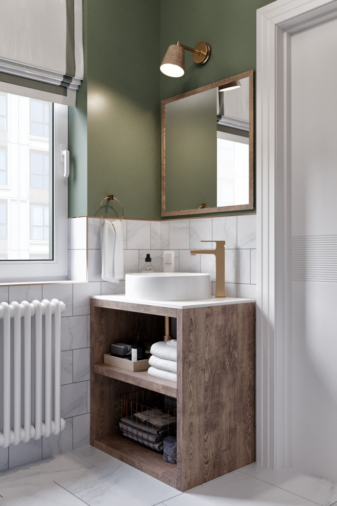 Дизайн квартиры в современном стиле. Цветные акценты и библиотека в 90 м. кв.