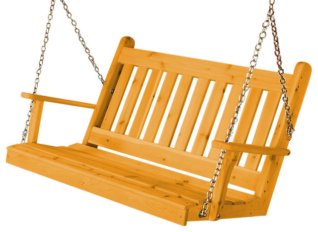Cedar Traditional English Porch Swing, Natural Stain, 4 Foot