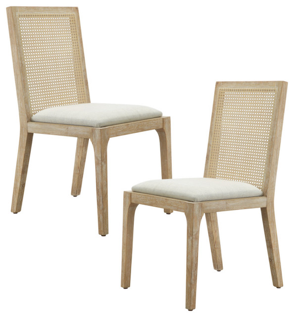Madison Park Canteberry Natural Rustic Cane Back Dining Chair, Cream