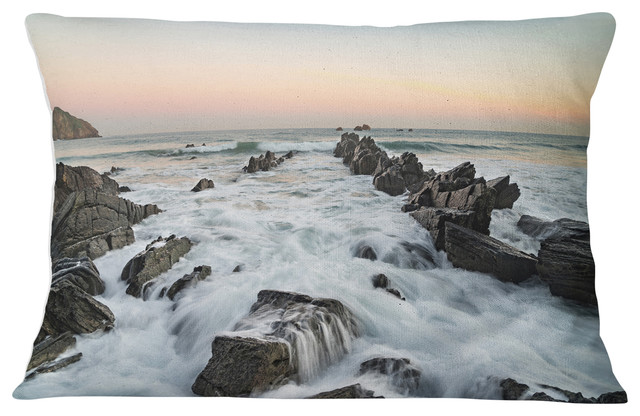 Bay of Biscay Atlantic Coast Spain Landscape Printed Throw Pillow, 12"x20"