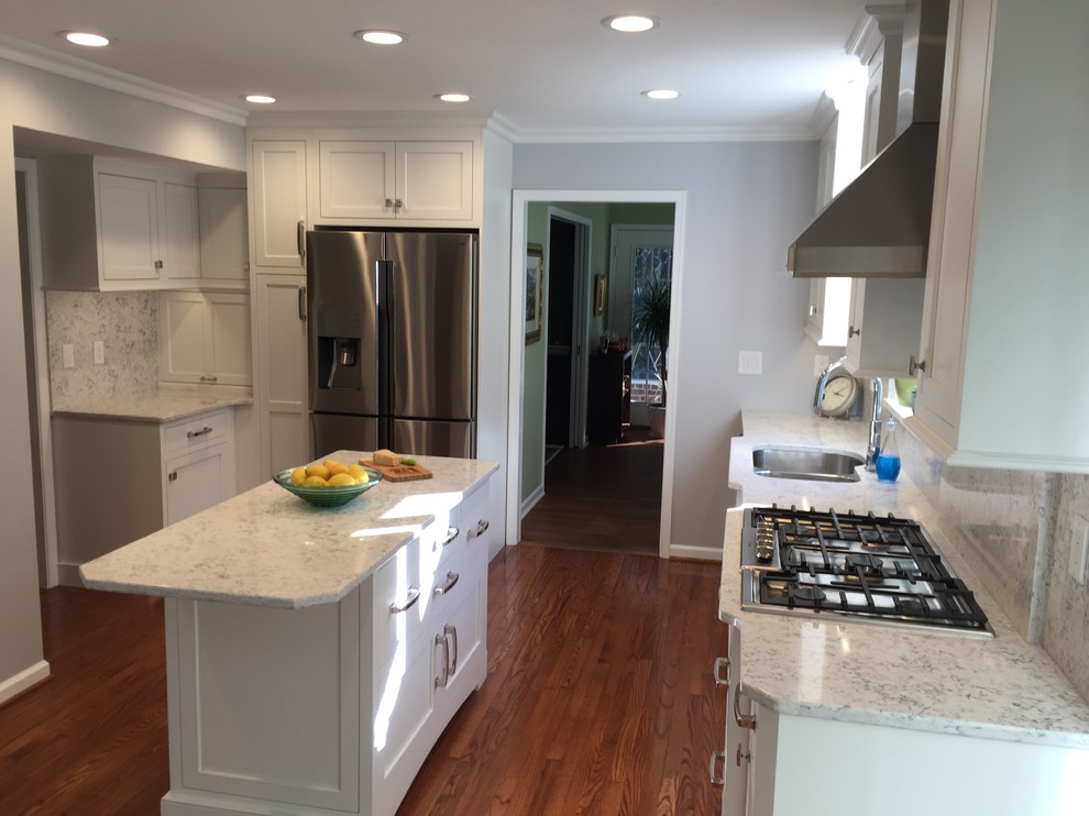 White Kitchen with Full-height backsplash