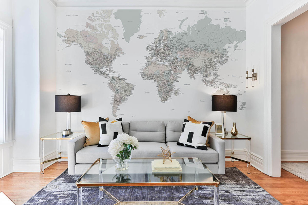 Фотообои Карта мира на английском светлая