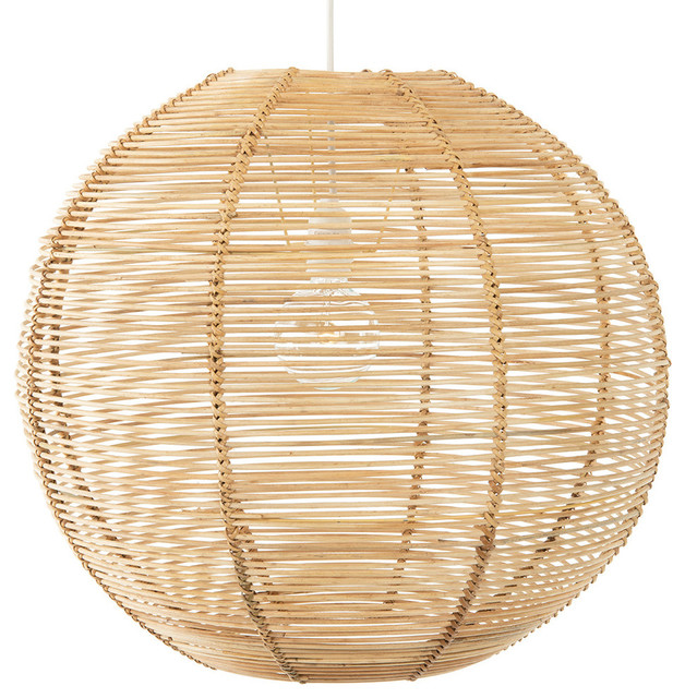 Palau Continuous Weave Wicker Ball Pendant Lamp Large Natural Tropical Lighting By Kouboo Houzz - Large Natural Ceiling Light