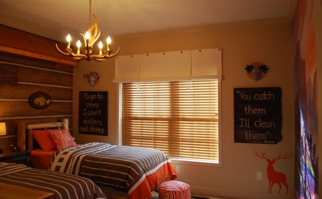 Roll up valance rustic-bedroom