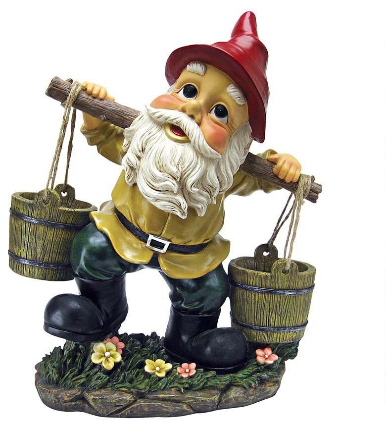 Gnome with Two Buckets Home Garden Gnome Statue Sculpture