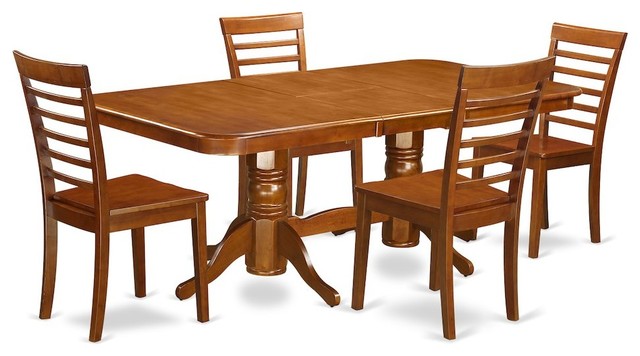 5 Piece Dining Room Set Table Leaf And 4 Chairs Traditional