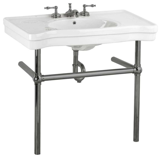Console Sink Porcelain Belle Epoque with Black Nickel Suppor Legs