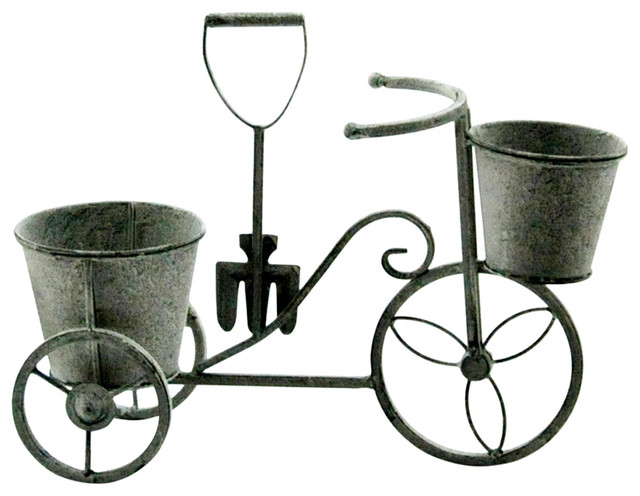 Rustic Lead Colour Bicycle Planter, 40 cm