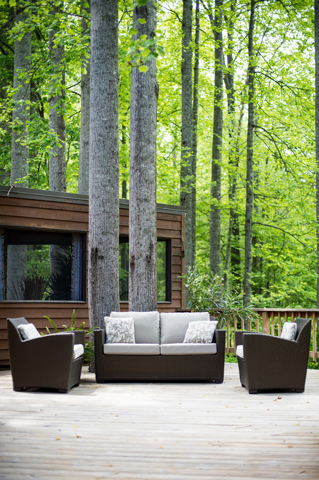 Inspiration for a large country deck in Richmond with no cover.