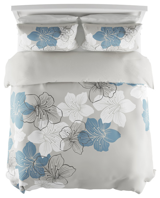Lhc 3 Piece Floral Comforter And Bedding Set Contemporary