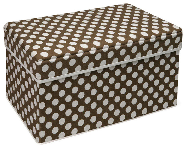 Badger Basket Co Blue Polka Dot Double Folding Storage Seat