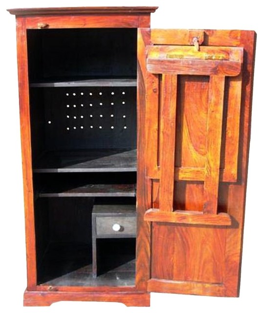 Space Saving Solid Wood Folding Armoire Desk with Storage