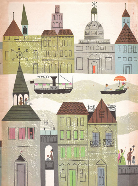 Vintage Fairy Tale Illustration, 'Rainbow Village' by Miss Quite Contrary