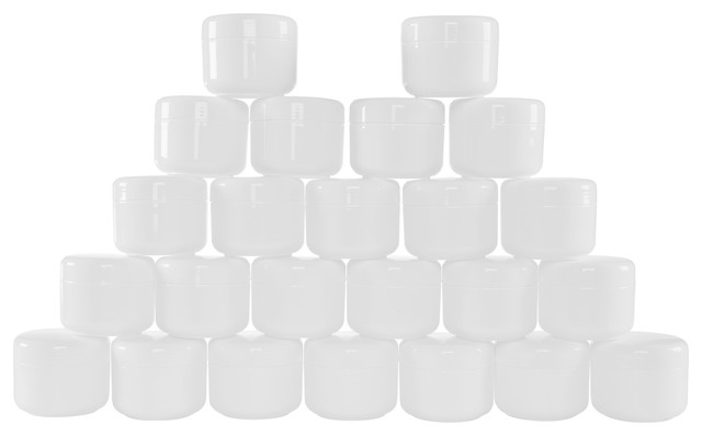 Stalwart White 2 Ounce Plastic Jar Containers, 24 Pack of Storage Jars