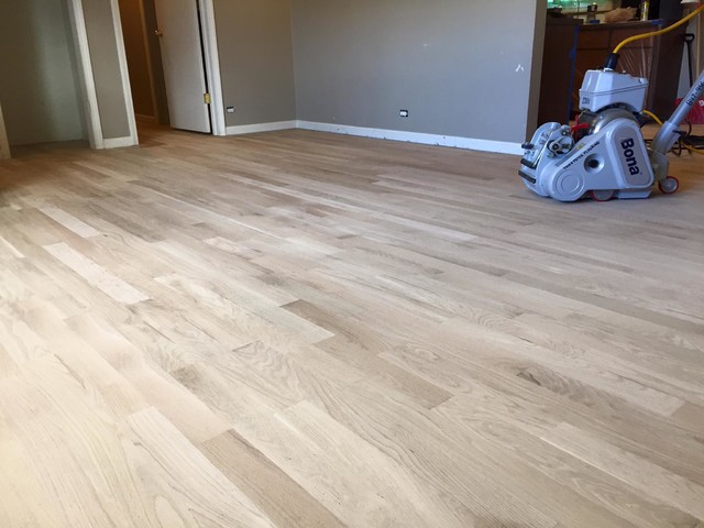 Gray Stained Hardwood Floor Elk Grove Village Il Modern