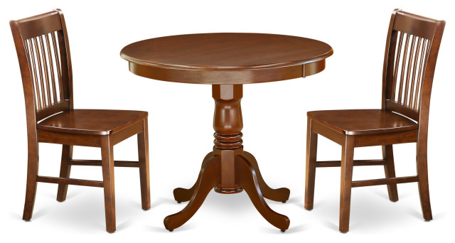 5Pc Round 36" Table And Four Kitchen Wood Seat Chairs