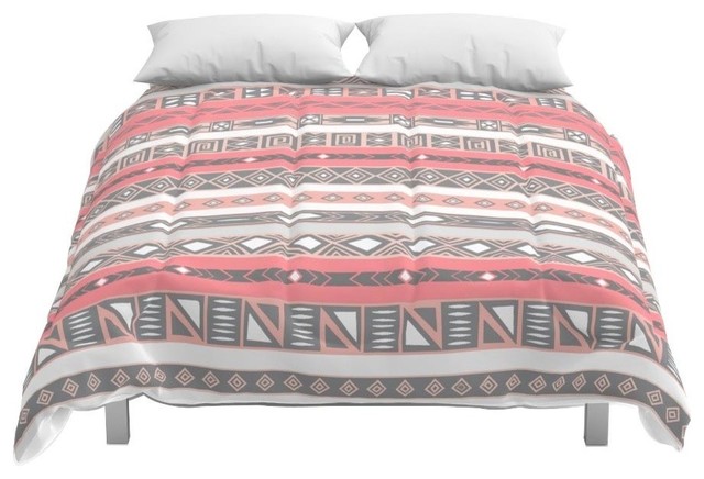 Society6 Aztec Print Peach Rose Salmon Gray Comforter