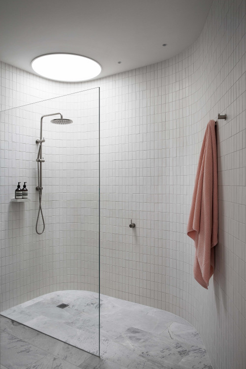 Bathroom with White Kit Kat Wall Tiles