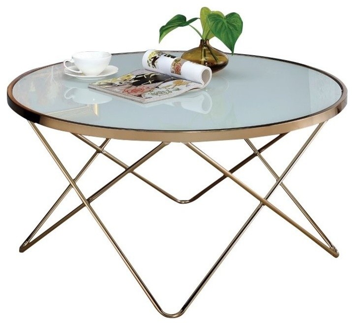 Bowery Hill Coffee Table in Frosted Glass and Champagne