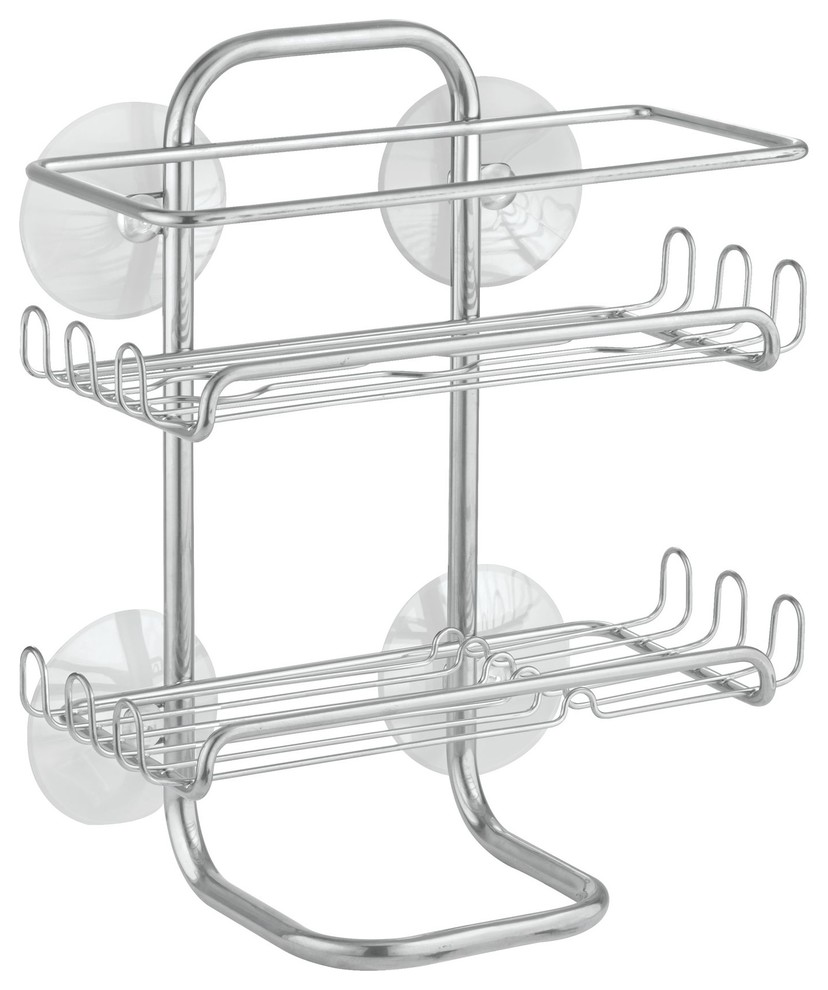 iDesign Classico Suction Shower Shelves, Silver Contemporary Shower