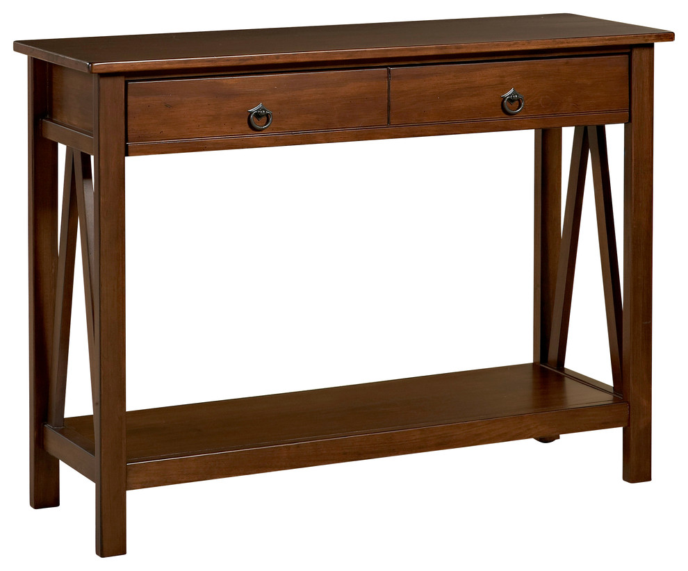Titian Console Table Antique, 42.01W X 13.98D X 30.71H, Antique Tobacco Transitional Console