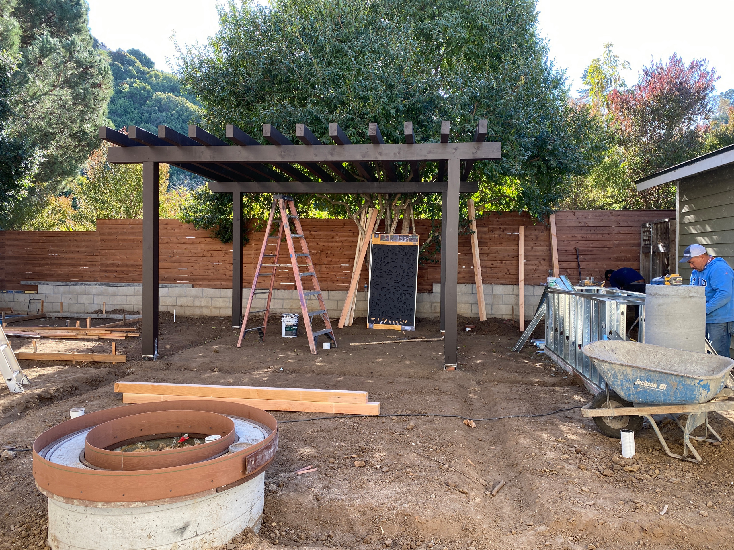 Building an Outdoor Kitchen Island, Fire Pit, and Pergola in La Jolla