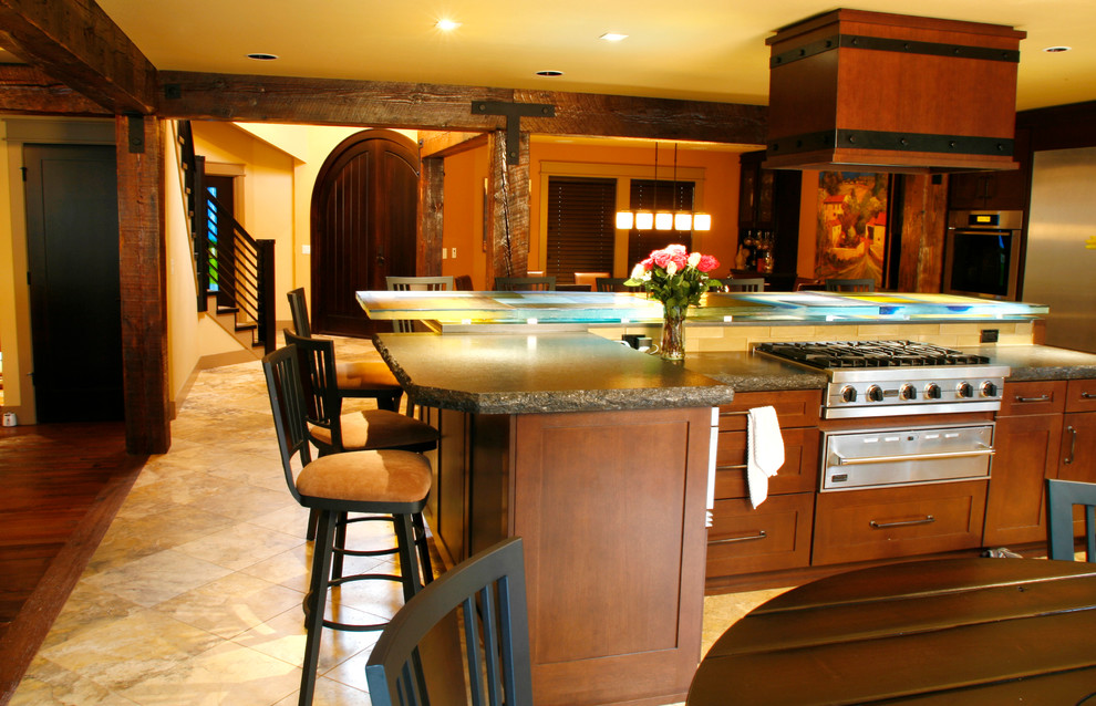 Example of a mountain style kitchen design in Seattle