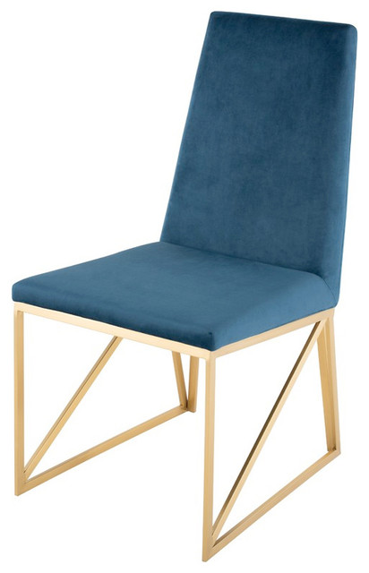 Caprice Dining Chair Velour Fabric Armless Chair Gold Dining