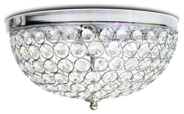 Elegant Designs 2-Light Elipse Crystal Flush Mount Ceiling Light ...