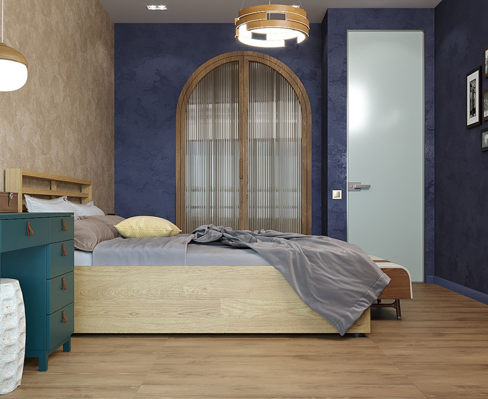 This is an example of a mediterranean bedroom in Saint Petersburg.
