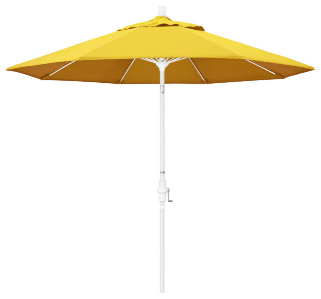 9' Matted White Collar Tilt Lift Fiberglass Rib Aluminum Umbrella, Olefin, Lemon