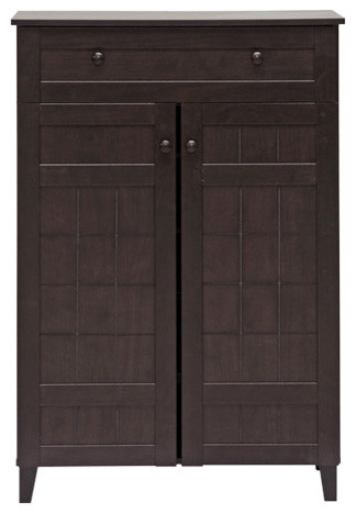 Glidden Dark Brown Wood Modern Shoe Cabinet, Tall