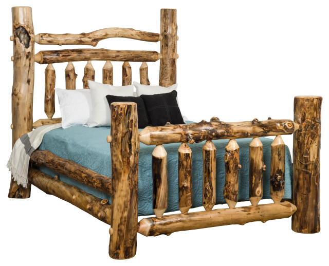 Rustic Aspen Log Grand Bed, Queen
