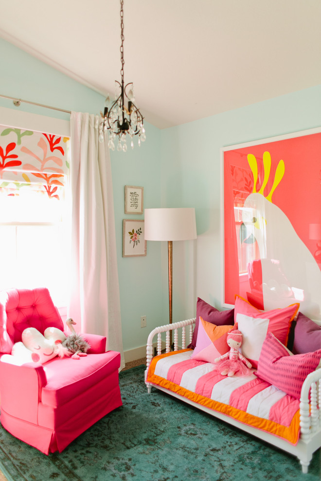 Photo of a small beach style kids' room for girls in Salt Lake City.