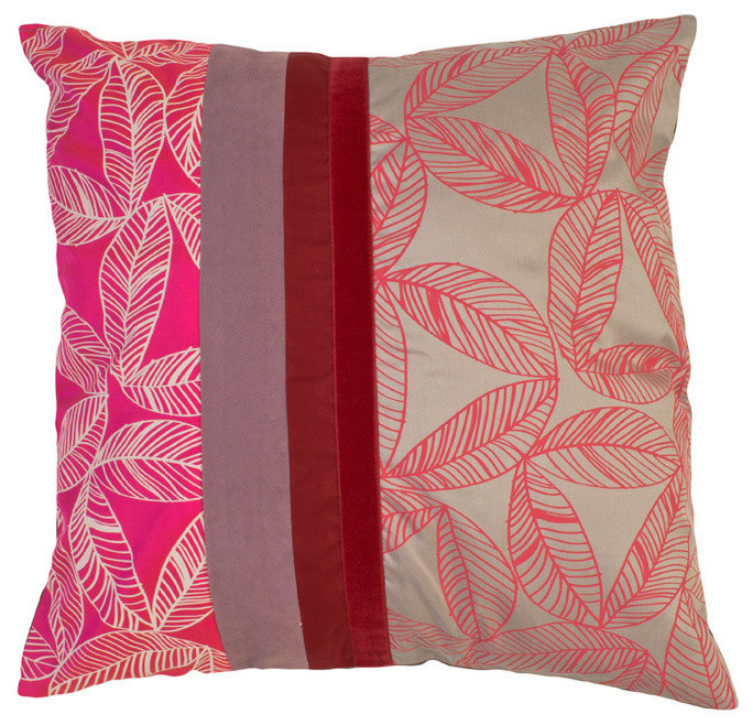 Foliage Silk Pillow Cover, Pink