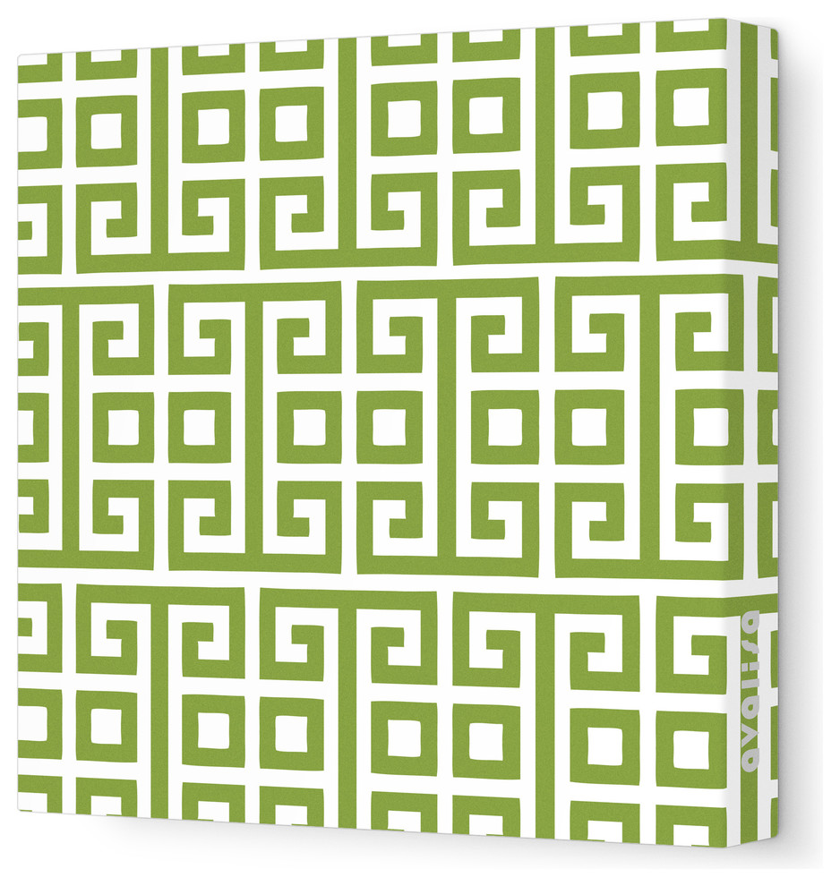 Pattern - Squares Stretched Wall Art, 28" x 28", Grass