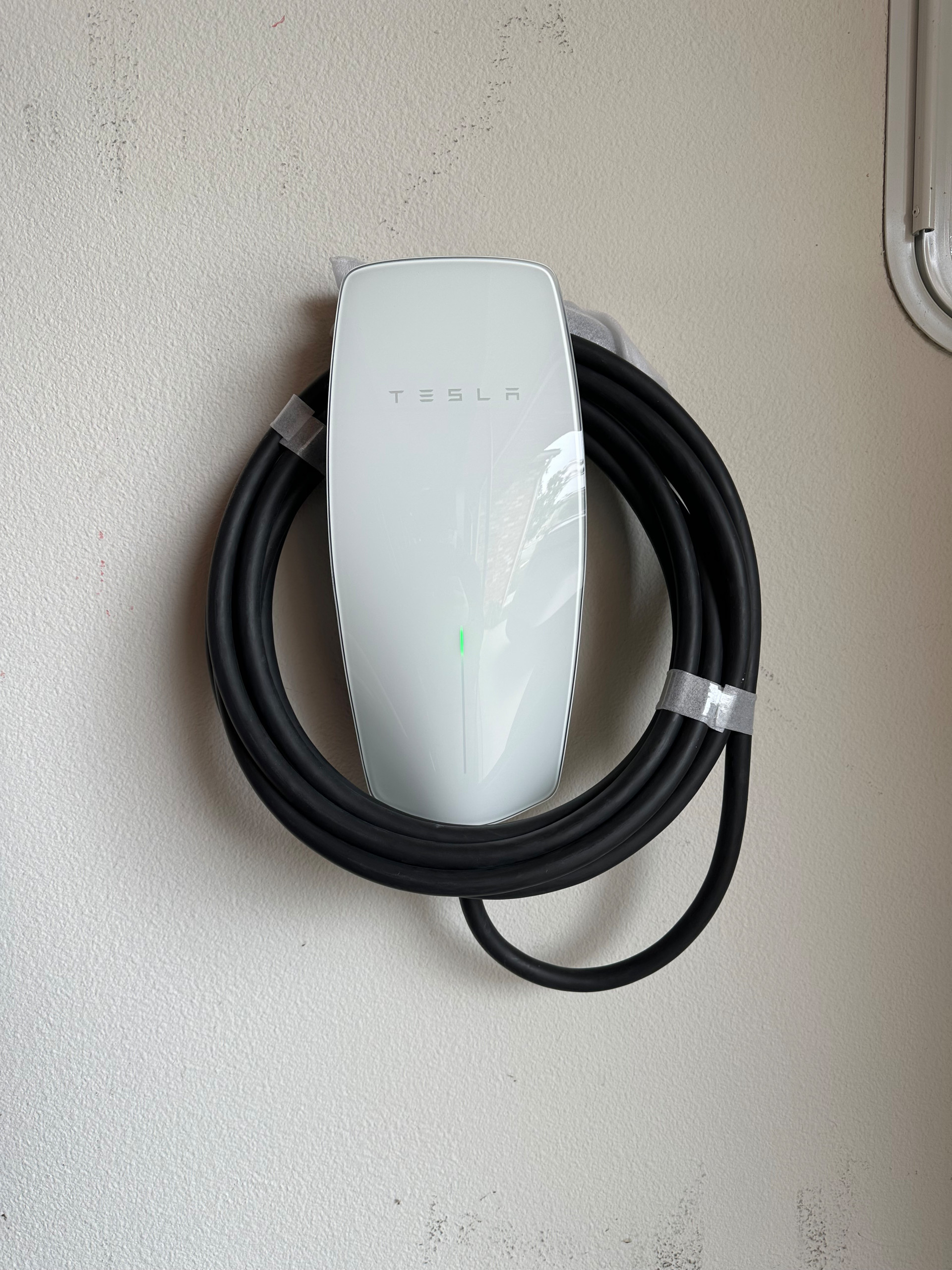 Interior EV wall charger.