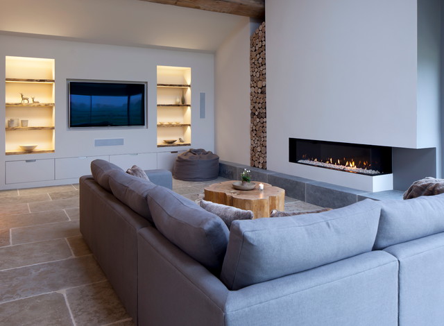 Barn Lounge with Log Stack trendy-dagligstue