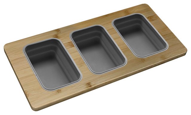 Workstation Serving Board With 3 Containers A-908