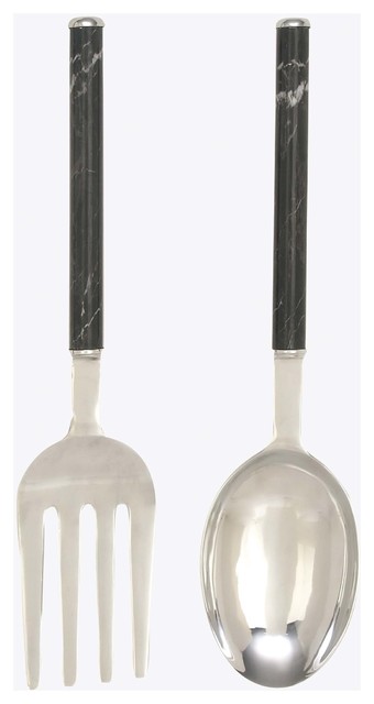 Midcentury Oversized Metal Spoon And Fork Wall Decor 2 Piece Set