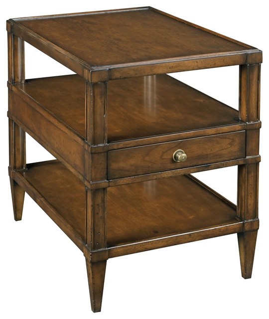 New Side Table Rectangle Tiered Drawer Brown Distressed Cher Traditional Side Tables And End Tables By Euroluxhome