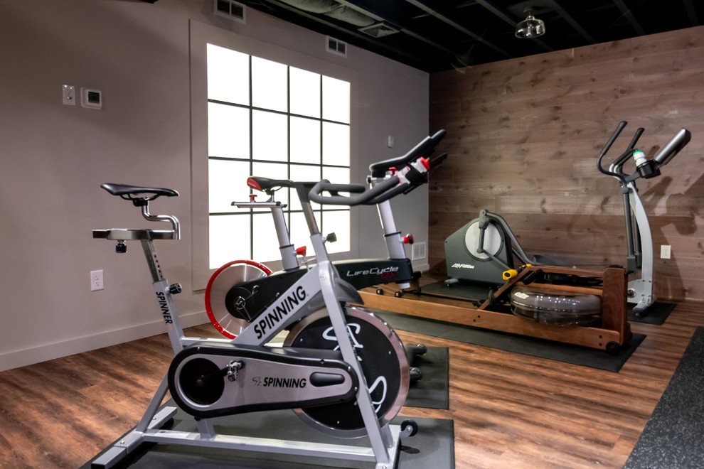Photo of an industrial home gym in Boston.