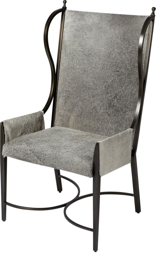 Iron Wing Chair With Grey Hair Natural