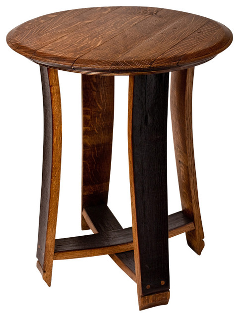 Accent Table Red Mahogany Finish, Wine Barrel Side Table Outdoor