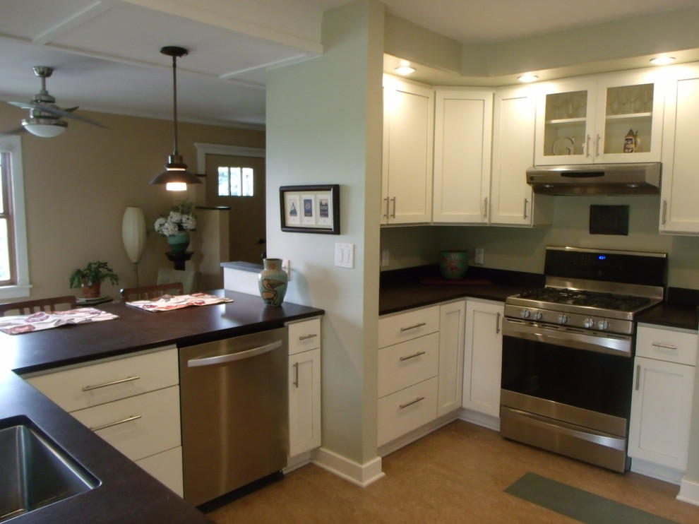 Linoleum floor kitchen photo in Omaha