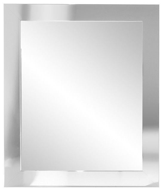 Chrome Framed Vanity Wall Mirror 32''x 36'' Contemporary Bathroom