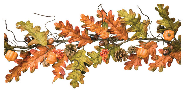 Harvest Leaves Garland, 4' - Rustic - Wreaths And Garlands - by KP ...