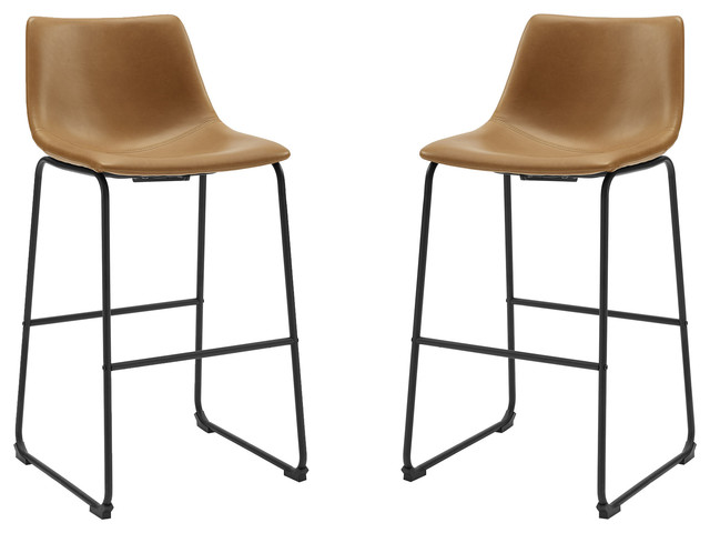 30 Faux Leather Barstool 2 Pack, Brown Leather Barstool