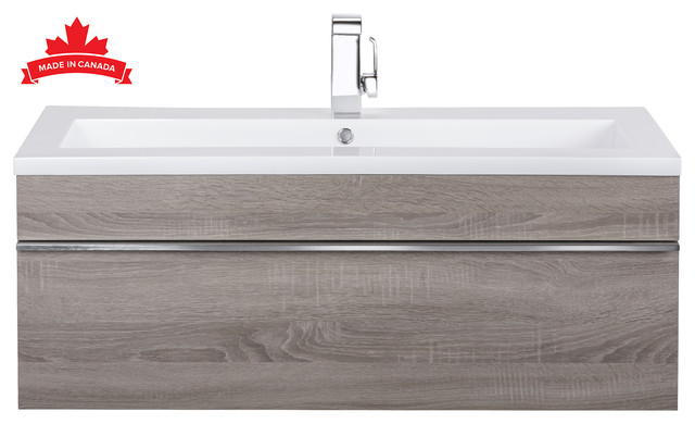Trough Collection 42 Wall Mount Modern Bathroom Vanity Transitional Vanities And Sink Consoles By Buildcom Houzz - Wall Mounted Bathroom Vanity Canada
