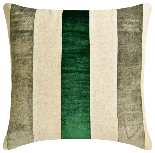 Chartreuse Green Velvet Patchwork Throw Pillow Cover Velvet Band
